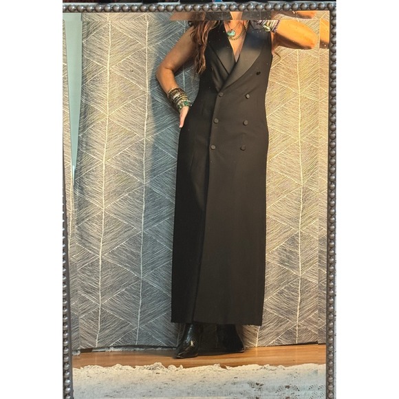Vintage Anne Klein II Black Tuxedo Maxi Dress Size 8 - Picture 3 of 11